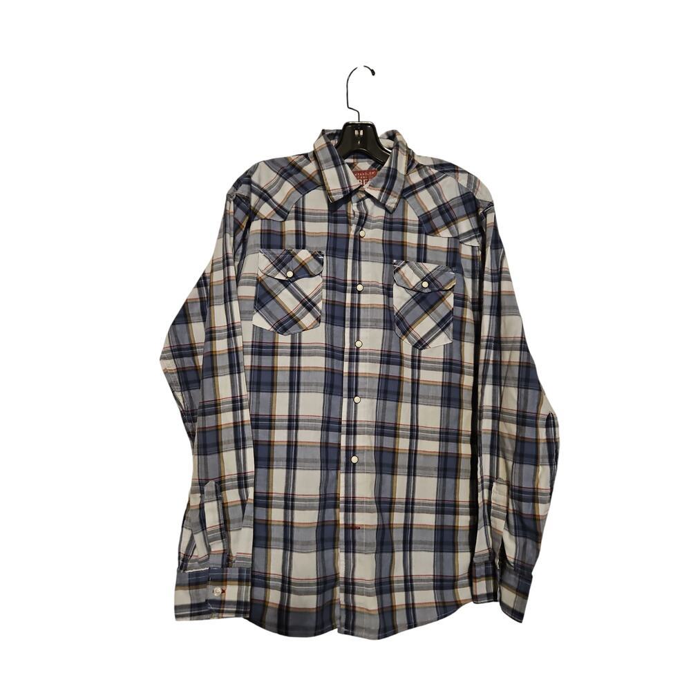 Wrangler Jeans Co. Red Long Sleeve Snap Button Plaid Shirt